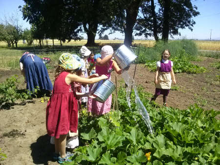 kids work in garden pioneer living history singing creek educational center
