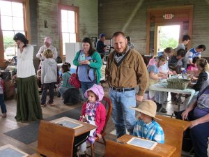 crowd in schoolhouse