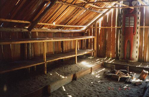 replica longhouse interior kalapuya western indians