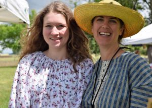 Karen and friend at Living history festival singing creek educational center oregon