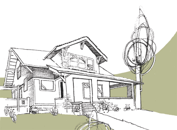 pironi house drawing historic Eugene oregon
