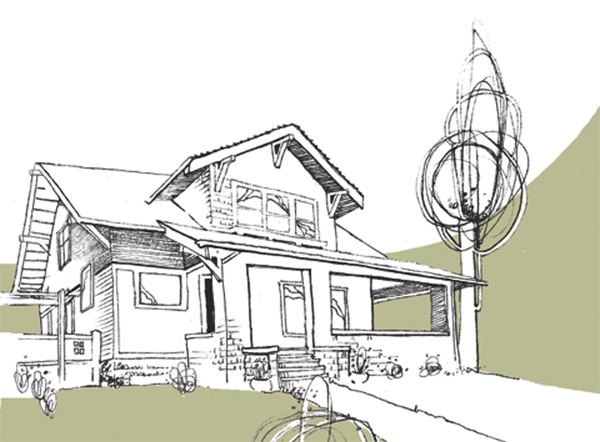 pironi house drawing historic Eugene oregon