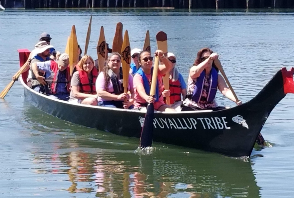 canoeing with Puyallup tribe