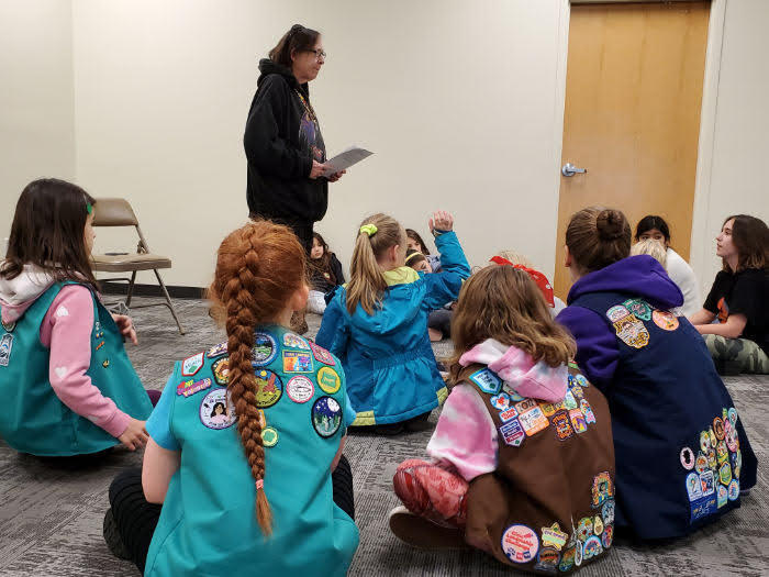Ruth talks to girl scouts