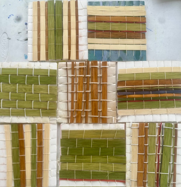 mats woven by children weaving summer camp 2025