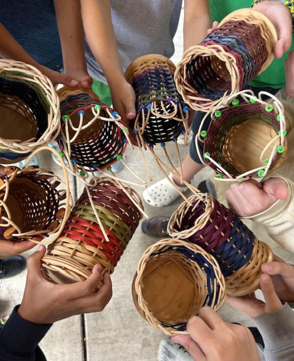 baskets woven by kids at Earth Ways summer camp