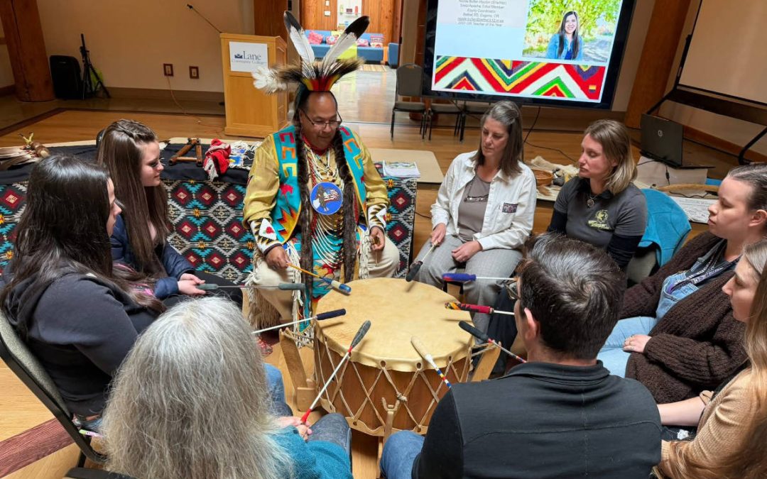 drum circle with Deitz at Indigenous day