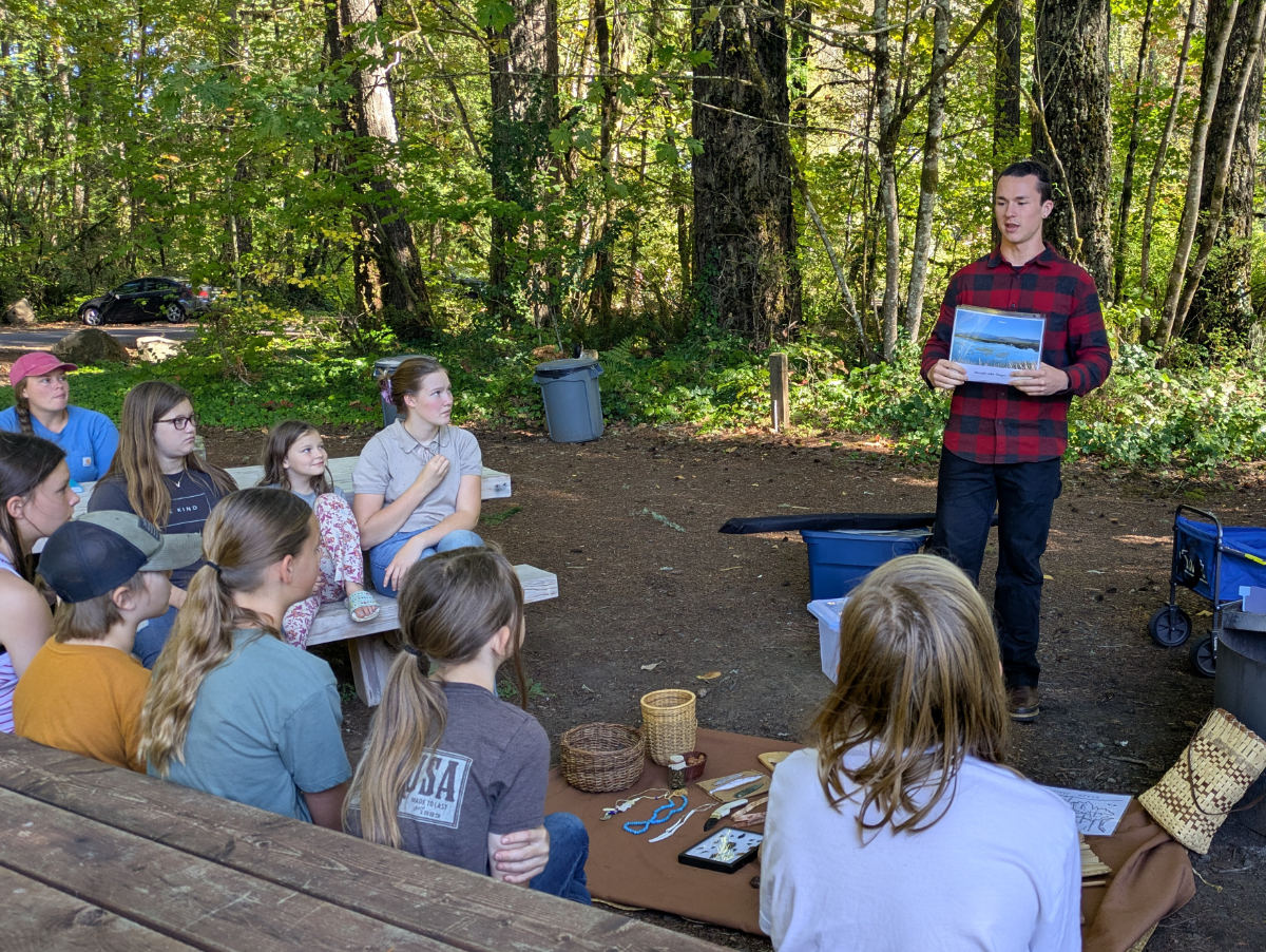 Lance Stone teaching outdoors with homeschoolers